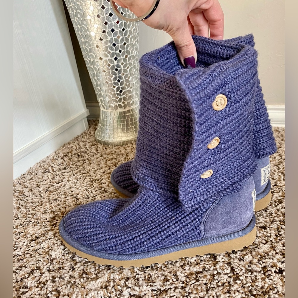UGG Australia Purple Knit Tall Fold Over Boots 6 - Picture 8 of 15